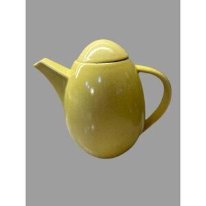 Vtg Made in Sweeden Tee Pot Hoganas Keramik Stengods Yellow Mid-Century 9" x 7"